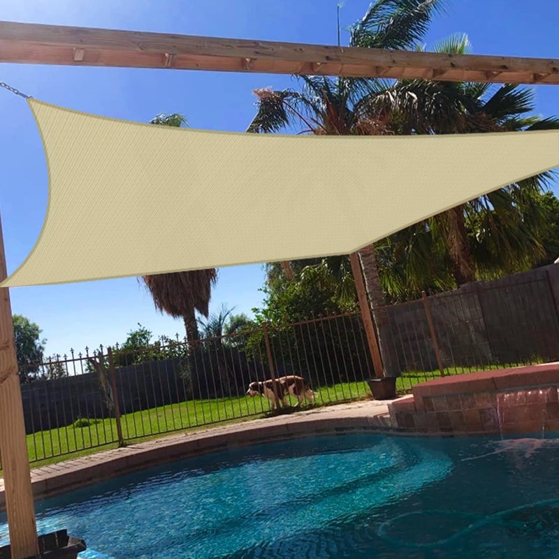 Windscreen4less 8' x 12' Sun Shade Sail Rectangle Outdoor Canopy Cover UV Block for Backyard Porch Pergola Deck Garden Patio (Beige) - Image 1